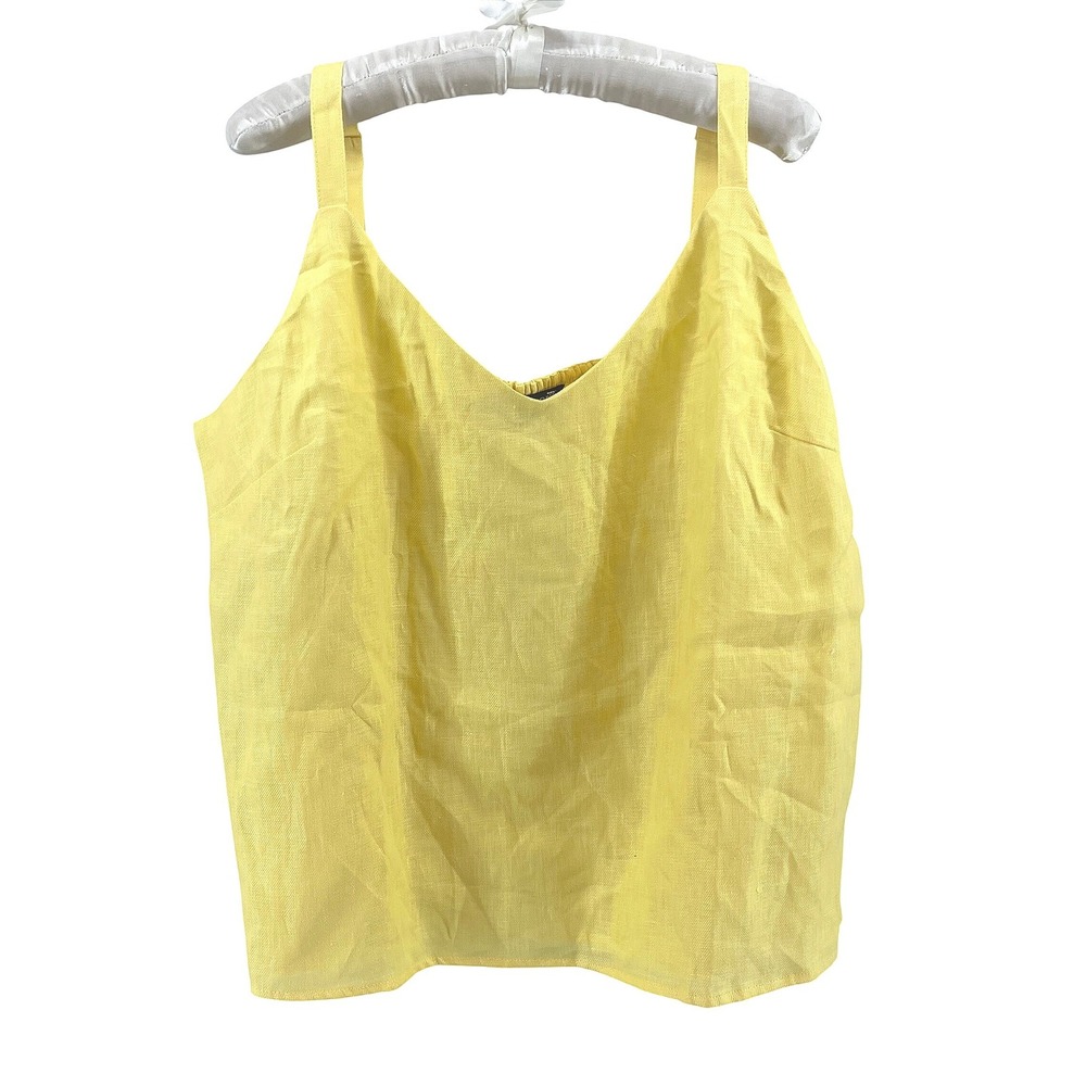 Strappy Smocked Cami XL Butter Yellow‎ Linen Euro Summer Resortwear Coastal Boho